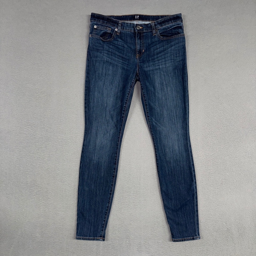 Gap Jeans Womens 30 (Fits 32) Blue Skinny Stretch Distressed Denim Cotton Preppy